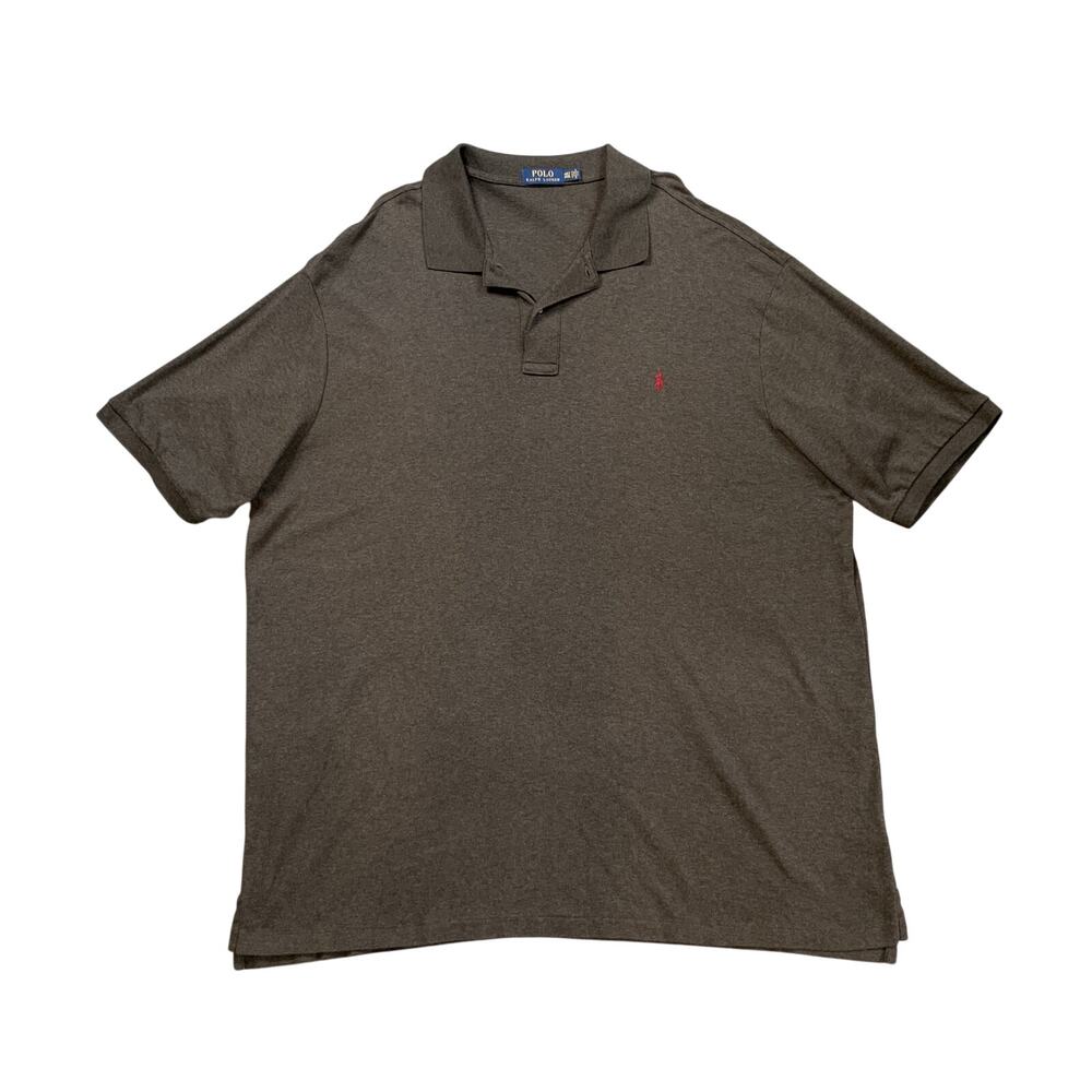 Polo Ralph Lauren Shirt Men 4XLT Tall Grizzly Two Button Placket Pique Knit Polo